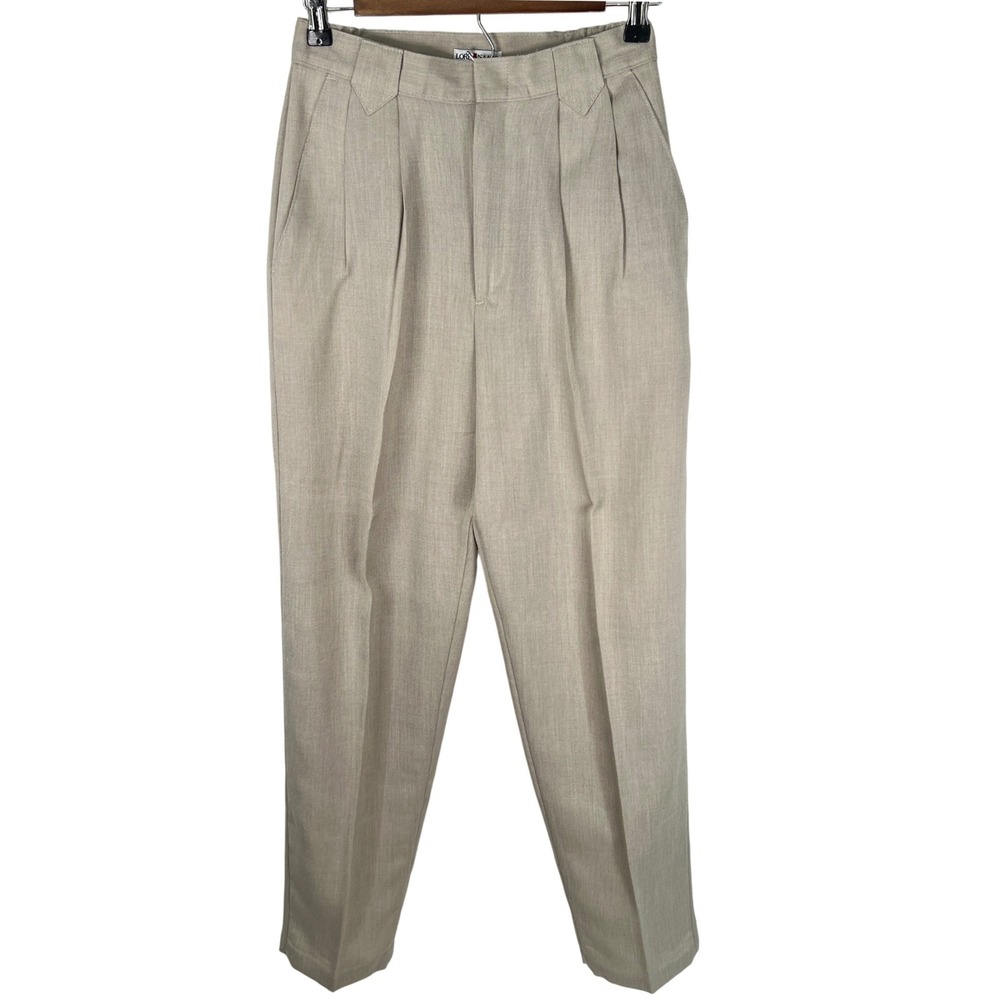 Lord Isaacs Vintage Womens Beige High Waisted Pleated Tapered Trousers Size 8